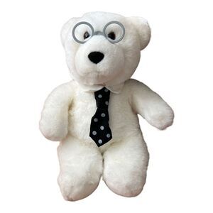 Heartline Hallmark Professor Le Blanc Teddy Bear‎ Glasses White plush stuffed